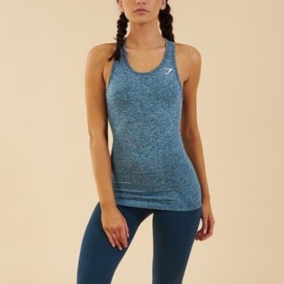 Gymshark Vital Seamless Teal Marl Moisture Wicking Racerback Tank Top Size S - Picture 1 of 3